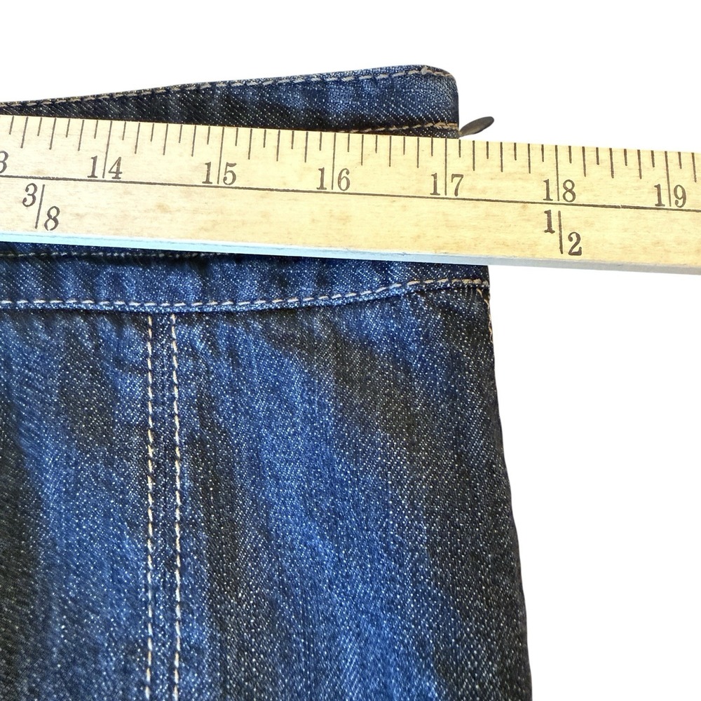 Kasper Women's Denim Skirt Size 12 Dark Wash A-Line Midi Side Zip Stretch Cotton - Picture 5 of 8